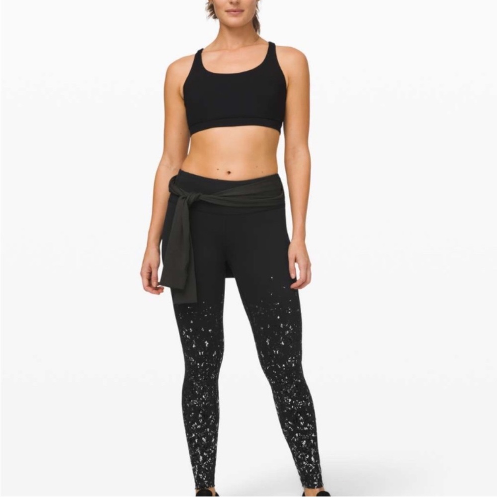 NWOT: Lululemon Speed Wunder Tight 28" Speckle Shine BLACK DEEP COAL SILVER.